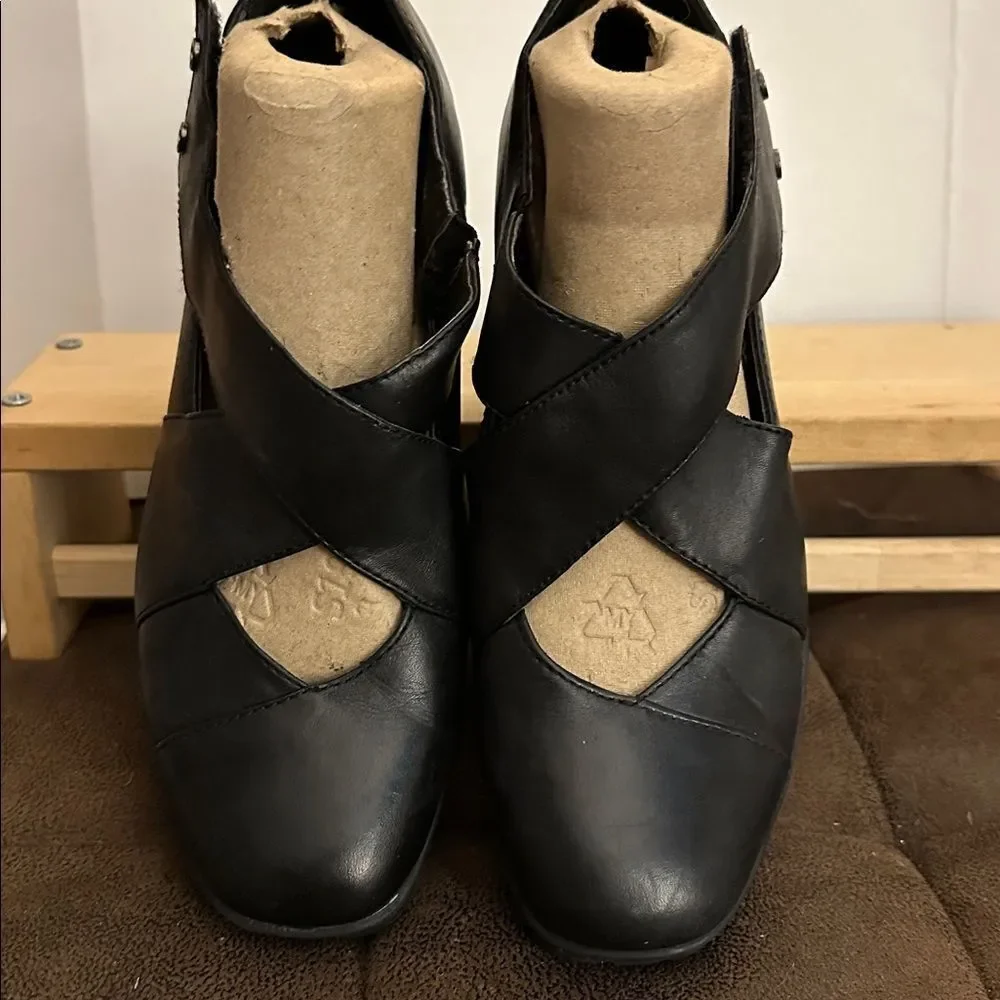 Black Earth Cross Wedge Women Shoes